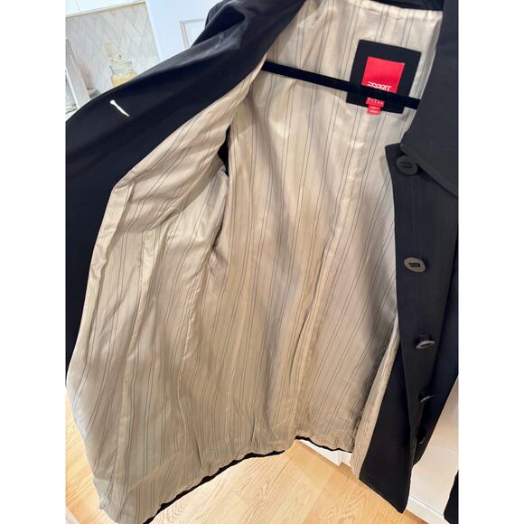 Vintage Black '90's Esprit Mac Trench Jacket Size L - Picture 5 of 7